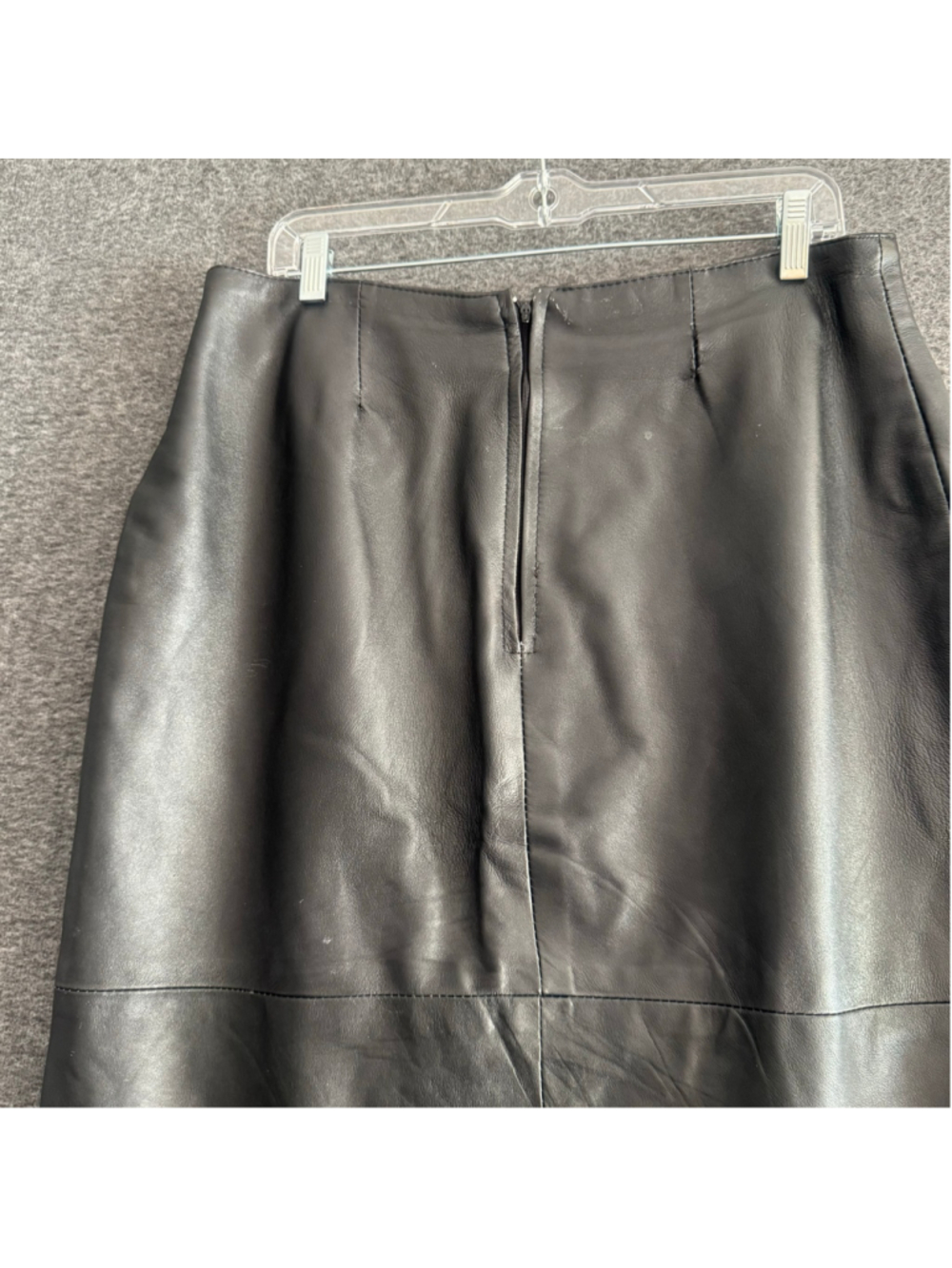 Wilsons Leather Black Genuine Leather Midi Pencil Skirt Size 16 Front Slit - Picture 7 of 9